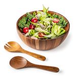 BF BILL.F SINCE 1983 Acacia Wood Salad Bowl Set, Wooden Server for Fruit & Salad - Family-Sized, 30cm Large, 3Pcs- Natural, Durable, and Stylish