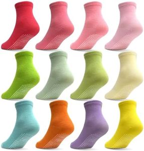 Tphon Toddler Girls Non-Slip Socks Anti Skid Socks with Grippers for Boys Girls 12 Pairs for 1-3 Years Kids Children