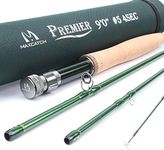 Maxcatch 3-12wt Medium-fast Action 4-Piece Premier Fly Rod-IM8 Carbon Blank for High Performance,with AA Cork Grip Hard Chromed Guides and Cordura Tube (V-Premier, 9' 12wt)