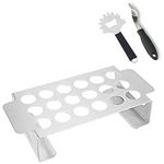 Grisun Jalapeno Poppers Rack for Grill with Corer Tool - 18 Hole Stainless Steel Popper Holder with Handle for BBQ Smoker or Oven, Come with Smoking Guide and Scraper, Dishwasher Safe