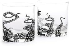 Black Lantern Whiskey Glasses - Unique Themed Cocktail & Everyday Use Drinking Glasses, Perfect for Outdoor Enthusiasts & Nature Lovers - (Set of Two 11oz. Glasses) Octopus Tentacle Design