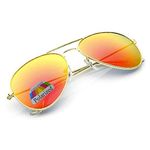 4sold Vintage Retro Original Mirror lens Polarized Sunglasses Glasses Air Force Unisex UV 400 Protection (Orange)