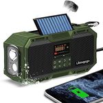 Emergency Radio 10W IPX5 Waterproof Bluetooth Speaker,Portable Digital AM FM Radio with Flashlight/Strobe Light,3 Mode Reading Lamp,Hand Crank WB NOAA Weather Solar Radio,4000mAH Cell Phone Charger