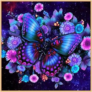 Butterfly Stamped Cross Stitch Kits - Counted Cross Stitch Kits for Beginners Adults Needlepoint Flowers Cross-Stitch Patterns Dimensions Needlecrafts Embroidery Kits Arts and Crafts 13.8''x13.8''