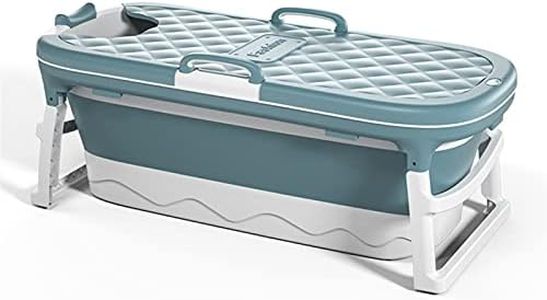 iropro Bathtub Adult Bath Tub Portable Folding Bathtub Household Large Freestanding Bathtubs Barrel Sweat Steaming Bathtub Home Sauna for Adult Tub Foldable Shower Basin Bath with Lid (Blue)