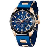 LIGE Mens Watches Chronograph Waterproof Analog Quartz Stainless Steel Fashion Business Casual Date Blue Wrist Watches for Men