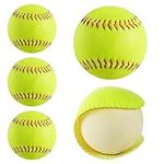 Oeab Softballs 11 Inch 4 Pack Sports Practice Yellow Softballs Unmarked Autograph Softball Official Size and Weight Softbal for Games, Practice, Training, Hitting, Pitching, Fielding