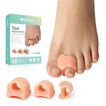 Welnove Toe Separator for Overlapping Toes - Toe Spacers for Bunions - Toe Corrector for Hammer Toes, Realign Crooked Toes - Preventing Rubbing Relieve Pressure -(3 Size, 6 Pack, Beige)