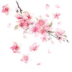 Cherry Blossom Vinyl Car Sticker, Scratch Cover Pink Flower Bumper Decal for Automotive, Motocycle, Home Decor