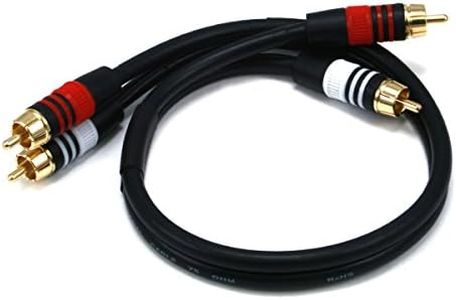 Monoprice 1.5ft Premium 2 RCA Plug/2 RCA Plug M/M 22AWG Cable - Black