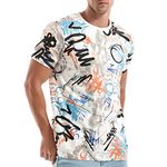 RONOMO Men's Fashion Printed Tee Top Casual Print T-Shirt (TY White L)