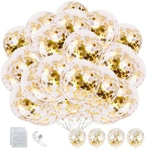 Lumjoy Gold Confetti Party Balloons 50pcs 12 Inch 30cm Decorative Latex Helium Balloons for Birthday Baby Shower Wedding Engagement Graduation Festival Party Decorations