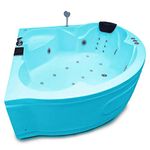 MADONNA Ambassador 5 Feet Corner Acrylic Bathtub with Whirlpool Massage, Bubble Bath, Back Massager and Filler System Cyan Blue