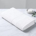 Earthy Fables Premium Bath Towel Large, 600 GSM, 150 x 70 cm, Ultra Soft, Quick Dry and Highly Absorbent, 100% Combed Cotton for Home, Travel, Hotels, Suitable for Acne-Prone Skin, White (Pack of 1)