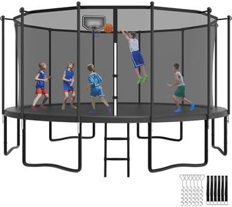 YORIN Tranpoline 16FT, Outdoor Tranpoline for Kids and Adults 1500LBS Tranpoline with Basketball Hoop, Enclosure Net, Back Yard Heavy Duty Recreational Tranpolines, ASTM Approved