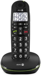 Doro PhoneEasy 110 DECT Senior Schnurlostelefon, große Schrift und große Zahlen, optische Anrufsignalisierung, Freisprechfunktin, lauter Rufton, Kurwahltasten, Hörgerätekompatibel schwarz