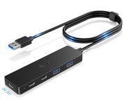 Aceele USB Hub 3.0 for MacBook Pro, 5Gbps USB Splitter with 2 USB A & 2 USB C Data Ports, 4Ft Long Cable USB Multiport Adapter for Laptop, Desktop Computer, Mini iMac, PC