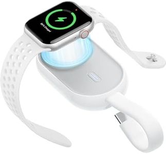 Charmast Portable Charger Compatible with Apple Watch Series 9/8/SE/UItra/7/6/5/4/3/2/1, 1200mAh Wireless iWatch Charger Power Bank Built in input Cable Keychain Travel Accessories (White)