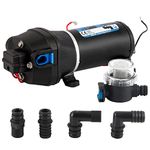 Mxmoonant 12V DC Automatic Water Pump, Booster Pump, 40 Psi, 2.8 Bar, 130W, 17 Lpm/min, Self Priming, Overload Protection, Low Noise, for Caravan, Boat, Wash, Spray, Garden Irrigation