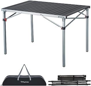 KingCamp Lightweight Aluminum Alloy Folding Table,Portable Strong Stable Roll up Table for 4-6 Person for Picnic|Camping|Barbecue|Backyard Party(Silver Black