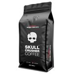 Skull Crusher High Caffeine Premium Whole Bean Coffee - Rainforest Alliance Certified Dark Roast 350mg, Warning: World's Strongest Coffee, Fresh Roasted, Caffeinated Whole Bean Coffee 500g