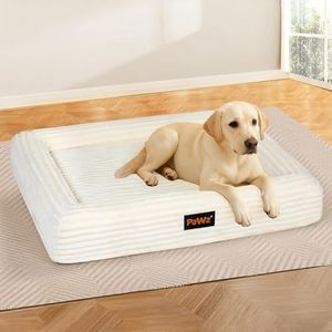 Pawz Orthopedic Dog Bed for Extra Large Dog,Dog Sofa Bed with Bolster Supportive Foam Cushion,Separate Dog Pad,Pet Mat with Carry Handle,Removeable Cover,Machine Washable(White)