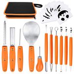 OWUDE Professional Pumpkin Carving Kit, 11 Pieces Heavy Duty Stainless Steel Carving Tools for Halloween with Carrying Case and 10 Pcs Carving Templates-Orange