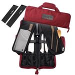 Chef Knife Roll Bag Travel Case | 8 Pockets for Knives & Tools | 2 Flaps with Cleaver & Mesh Pocket | Honing Rod Slot | Chef Knife Case for Professional & Culinary Work | Knives Not Included (Red)