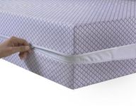 Mattress Zipped Cover Full Encasement Anti Bed Bug Mattress Zip Protector 30cm Deep & Hypoallergenic Matress Cover with Double Side Zipper Closure (Light Grey, Double)