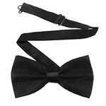 EHIOG Adjustable Bowtie, Classic Black Color Pre-Tied Bow Tie for Men, Adjustable Length Bow Tie, Neck Bowtie Satin Bow Tie, for Wedding Party