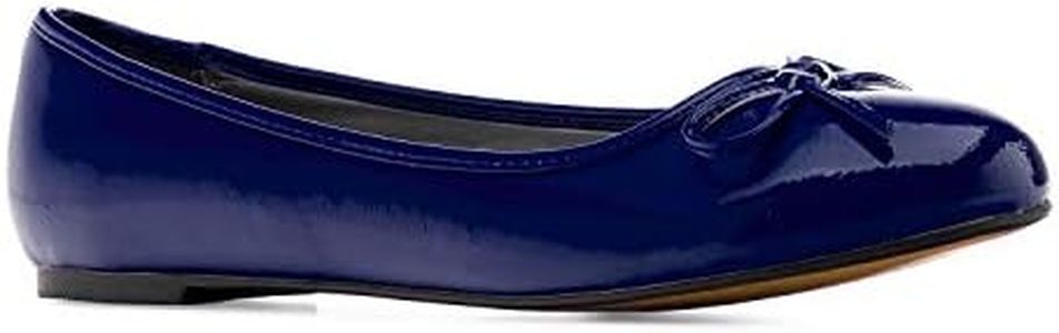 Andrés Machado - Ballerines pour Femmes/Filles à Talons Plats et nœud décoratif - TG104 - Chaussures Plates pour l´éte et l´Hiver - Ballerines en Vernies - Bleu Marine EU 43