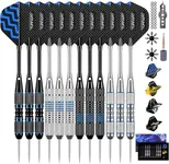 Turnart Darts Metal Tip Set - Steel Tip Darts Darts Set Professional Metal Darts Dart Board Set 12 Pcs 24 Gram 20 O-Rings Aluminum Darts Shafts 24 Extra Flights Darts Tool