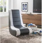 Loungie Upholstered Folding Gaming Chair for Adults Kids PU Leather Comfy Floor Chair for Playing Video Games, Reading, Relaxing, Black/White