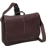 Kenneth Cole REACTION Risky Business Messenger Full-Grain Colombian Leather Crossbody Laptop Case & Tablet Day Bag, Dark Brown, One Size, Modern