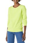 Amazon Essentials Women's French Terry Fleece Crewneck Sweatshirt (Available in Plus Size), Neon Lime Green, XS