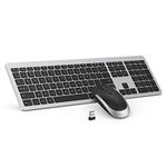 Wireless Keyboard and Mouse Combo - seenda Full size Slim Thin Wireless Keyboard Mouse 2.4G Stable Connection Adjustable DPI - (Black and Silver)