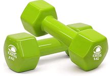 Kakss Cast Iron Vinyl Coated Dumbbells (5+5=10 GREEN)