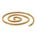 Beydodo Box Link Chain Necklace 28 inch, Stainless Steel Necklace Chain for Women 2.4mm Rock Chain Necklace Gold