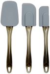 Amazon Basics 3 piece Rectangular spatula, Silicone, Small, Grey