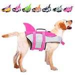 ASENKU Dog Life Jacket Pet Life Safety Vest for Swimming Boating, Dog Shark Life Jackets Dog Lifesavers Swimsuits for Pool, Dog Water Floatation Vest for Small Medium Large Dogs, Shark Pink, XX-Large