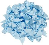 Haobase 50 Pcs Mini Satin Ribbon Bows Ribbon Flowers Craft Bows 25mm x 25mm for DIY Crafts Gift Wedding Party Sewing Scrapbooking (Light Blue)