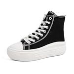 HEVA Ladies Canvas Trainers Shoes High-top Sports Canvas Shoes(5UK 38EU,Black)