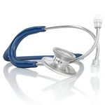 MDF Acoustica Lightweight Stethoscope for Doctors, Nurses, Students, Home Health Use, Adult, Dual Head, Navy Blue Tube, Silver Chestpiece-Headset, MDF747XP04