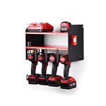 MegaMaxx Power Tool and Drill Storage Unit Charging Station for 4 Tools and 2 Shelf - Wall Mount Toolbox and Accessories Rack Cabinet for Workshop, Garage, Shed, Drill, Driver - Original UK Design