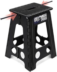 Delxo Folding Step Stool 18 Inch Non-Slip Foldable Stools for Kids & Adults Up to 300 LBS Kitchen Collapsible Fold Up Stepping Stool with Dotted 1 Pack Black