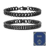 XIANNVXI 2 Pcs Cuban Bracelets Black Bracelet for Men Chain Bracelets Men Black Bracelets Mens Bracelets Stainless Steel Bracelet Jewellery 7.5"