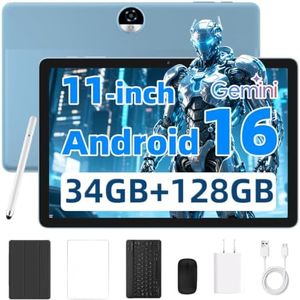 KELANYIS Tablet 11 inch Android 16 Tablets, Octa-core Processor 34GB RAM 128GB ROM 2TB Expansion,Tablets with Keyboard, Protective Case, Mouse, Stylus, HD Touchscreen, Wi-Fi, BT 5.0, Dual Camera