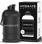 HYDRATE XL Jug 1.3 Litre Water Bottle - BPA Free, Flip Cap, Ideal for Gym - Colour Options - Matte Black