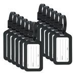 Storite 12 Pack Luggage Tags with Strap, Smart Tags for Travel suitcases, School Bags for Easily Identification of Bags - Black
