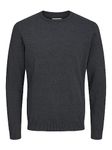 Jack & Jones Men's Jjebasic Knit Crew Neck Noos Jumper, Dark Grey, M UK